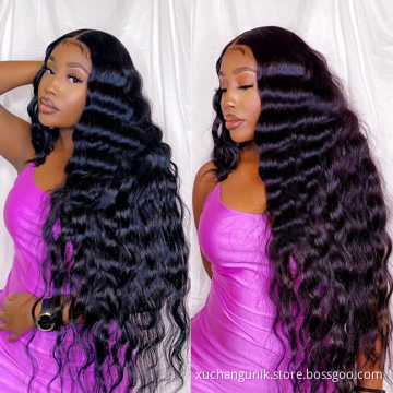 Uniky Cheap Unprocessed 100% Virgin Cuticle Aligned Water Wave Brazilian Human Hair Wigs,12A Grade Hd Lace Wig